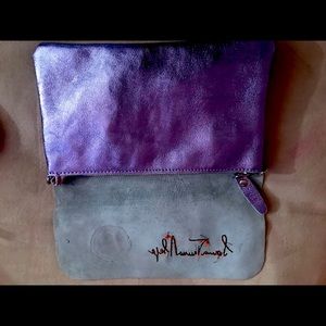 Italian leather metallic clutch